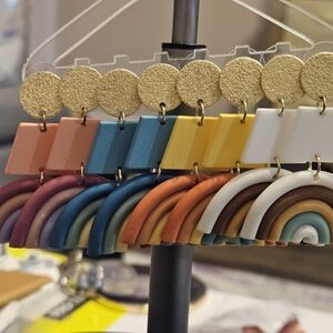 Set Of 4 Clay Rainbow Earrings